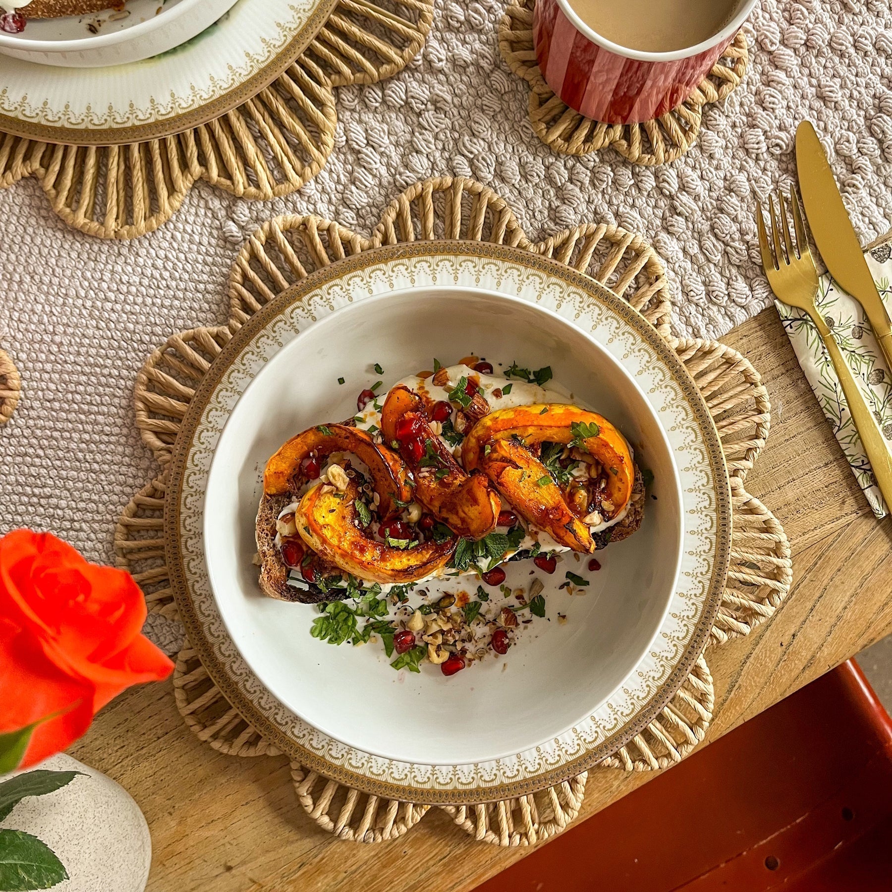 Ella Kitto's Roast Squash with Whipped Feta & Dukkah on Sourdough
